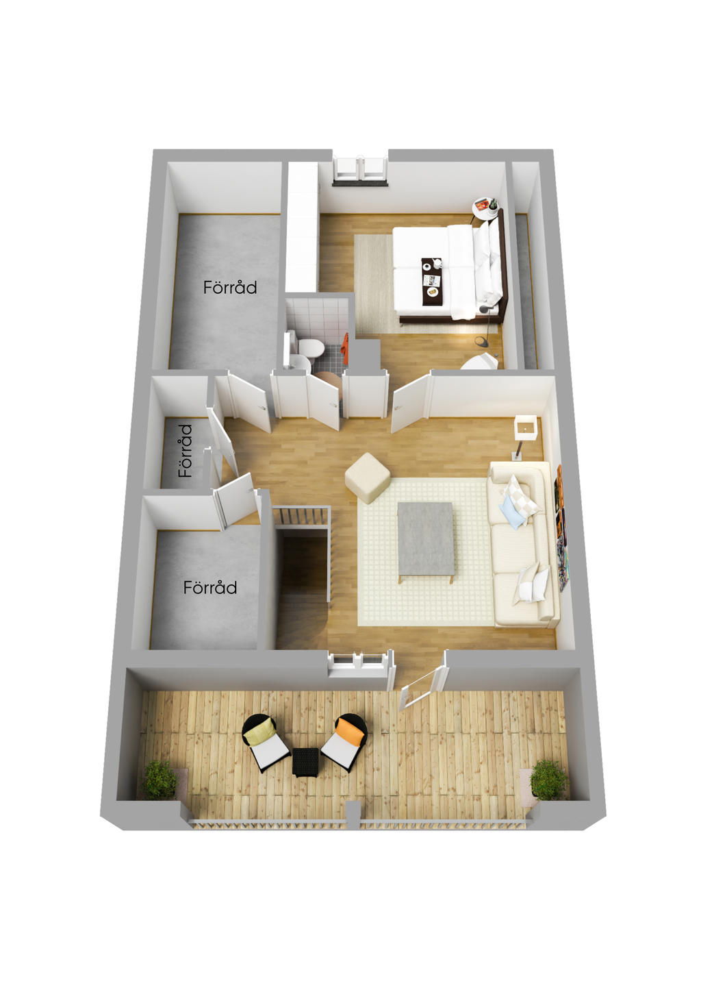 Planlösning övre plan 3D