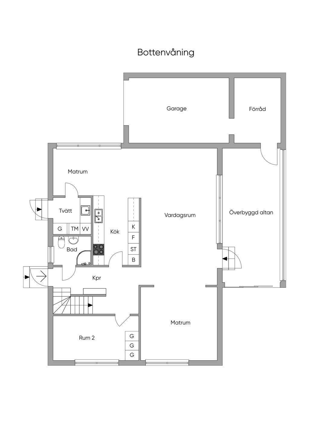 Planlösning 2D bottenvåning