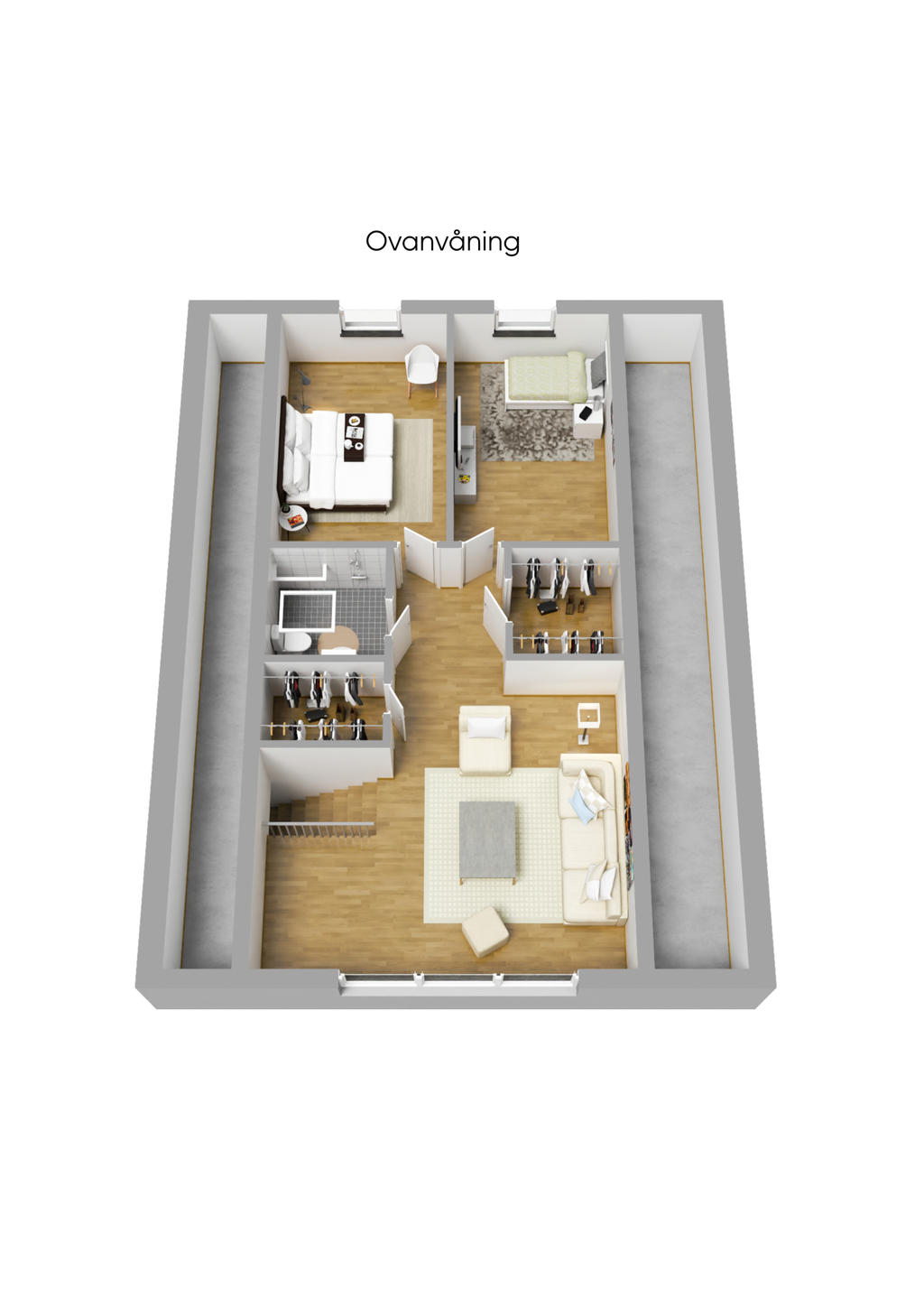 Planlösning 3D ovanvåning