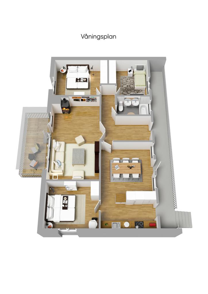 Planlösning övre plan 3D