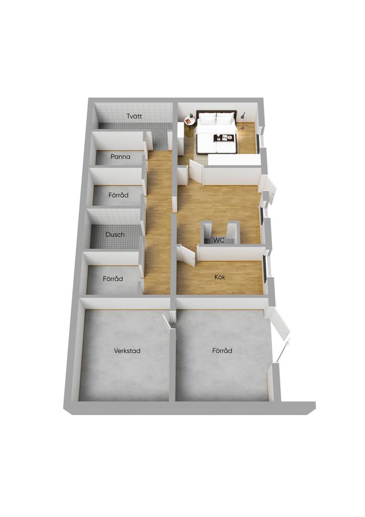 Planlösning suterrängplan 3D