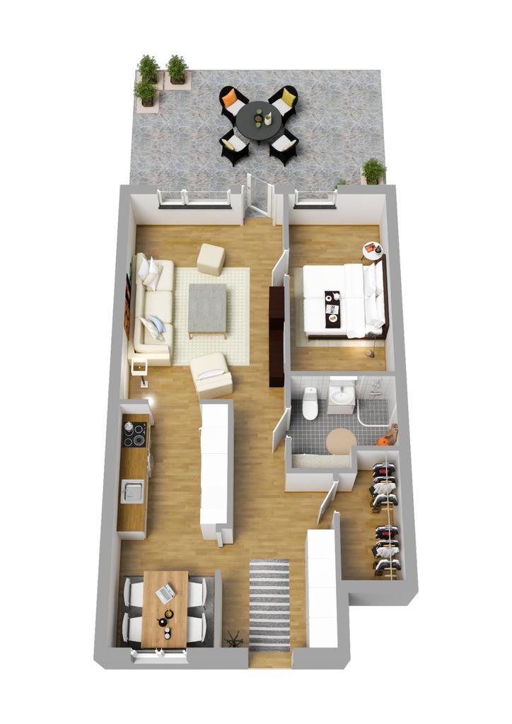 Planlösning 3D entréplan