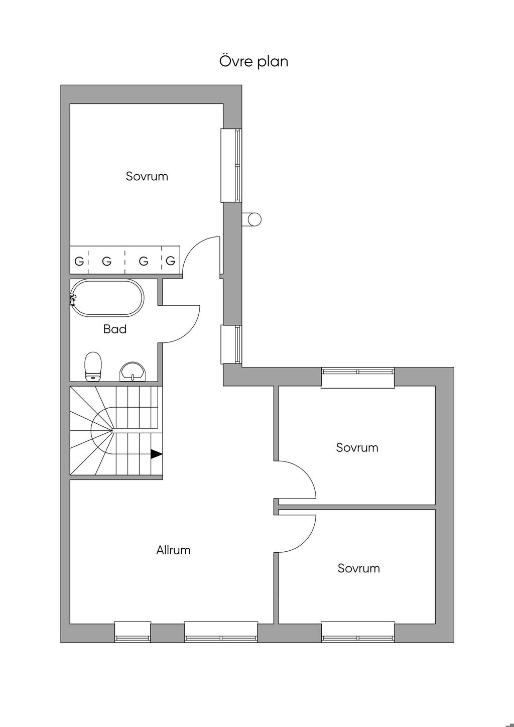 Planritning Övre plan
