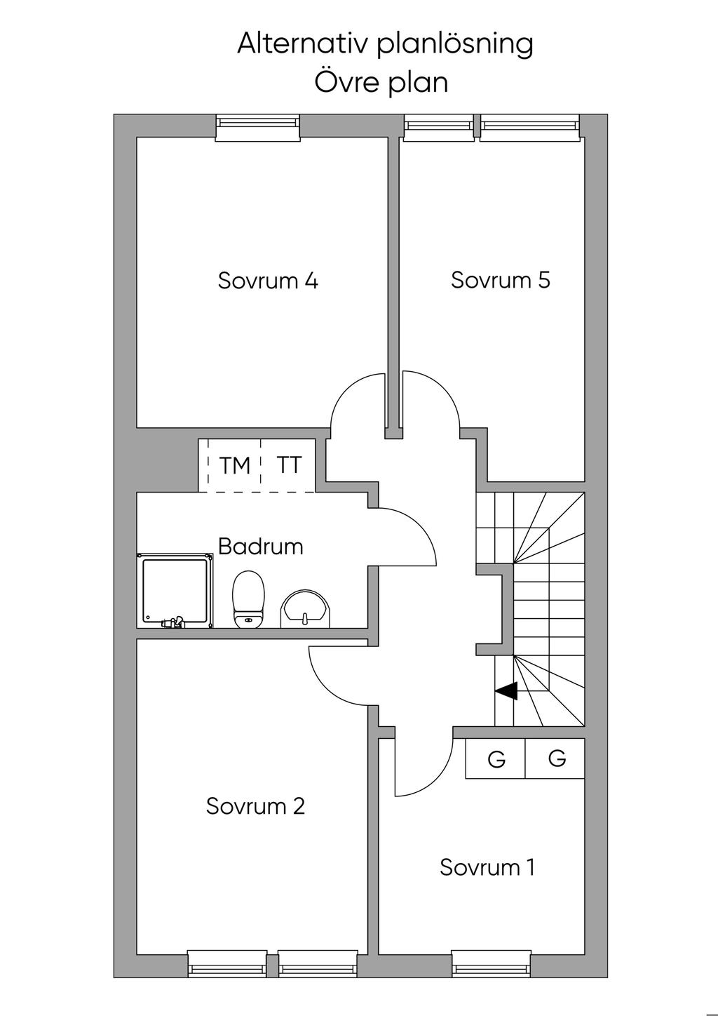 Alternativ planlösning mellanplan