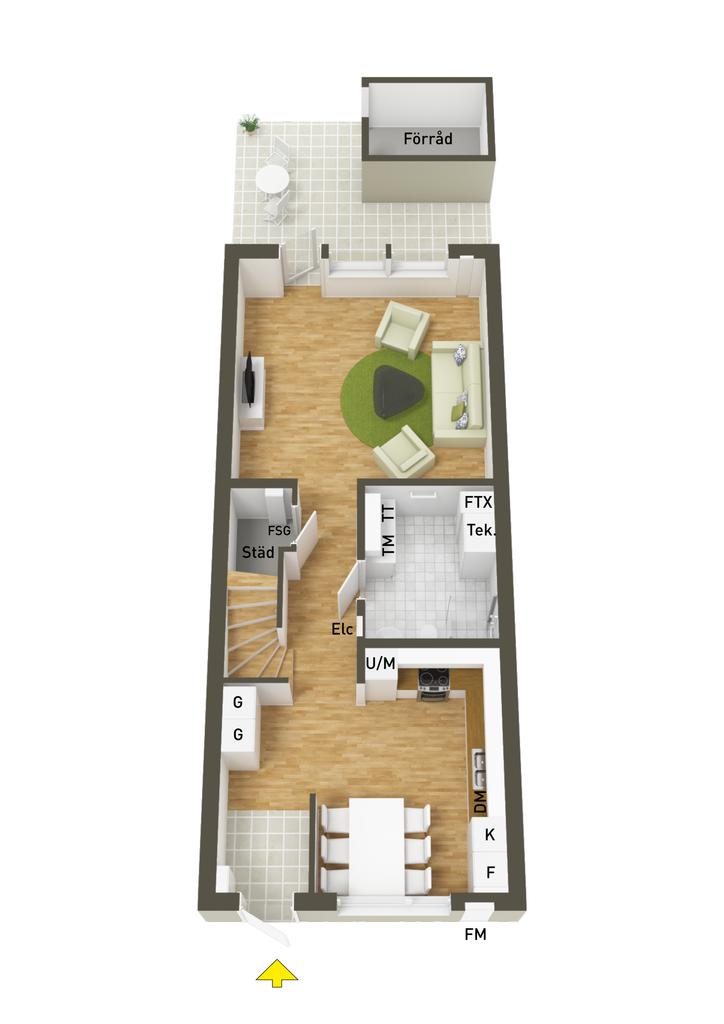 3D skiss entréplan