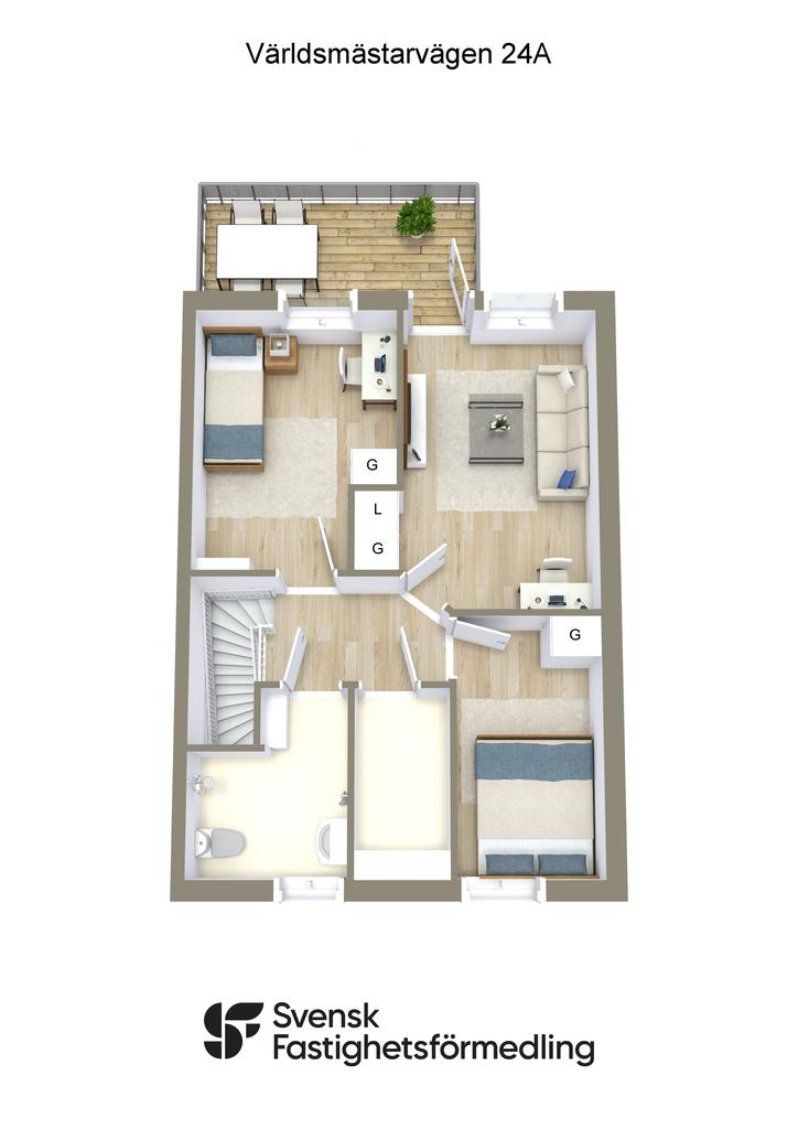 Möblerat övre plan 