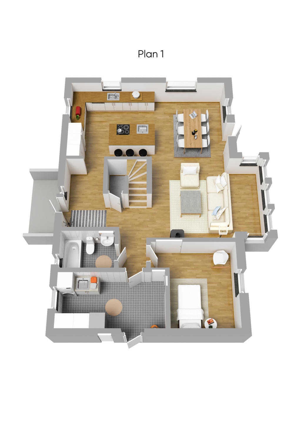 Planlösning entréplan 3D