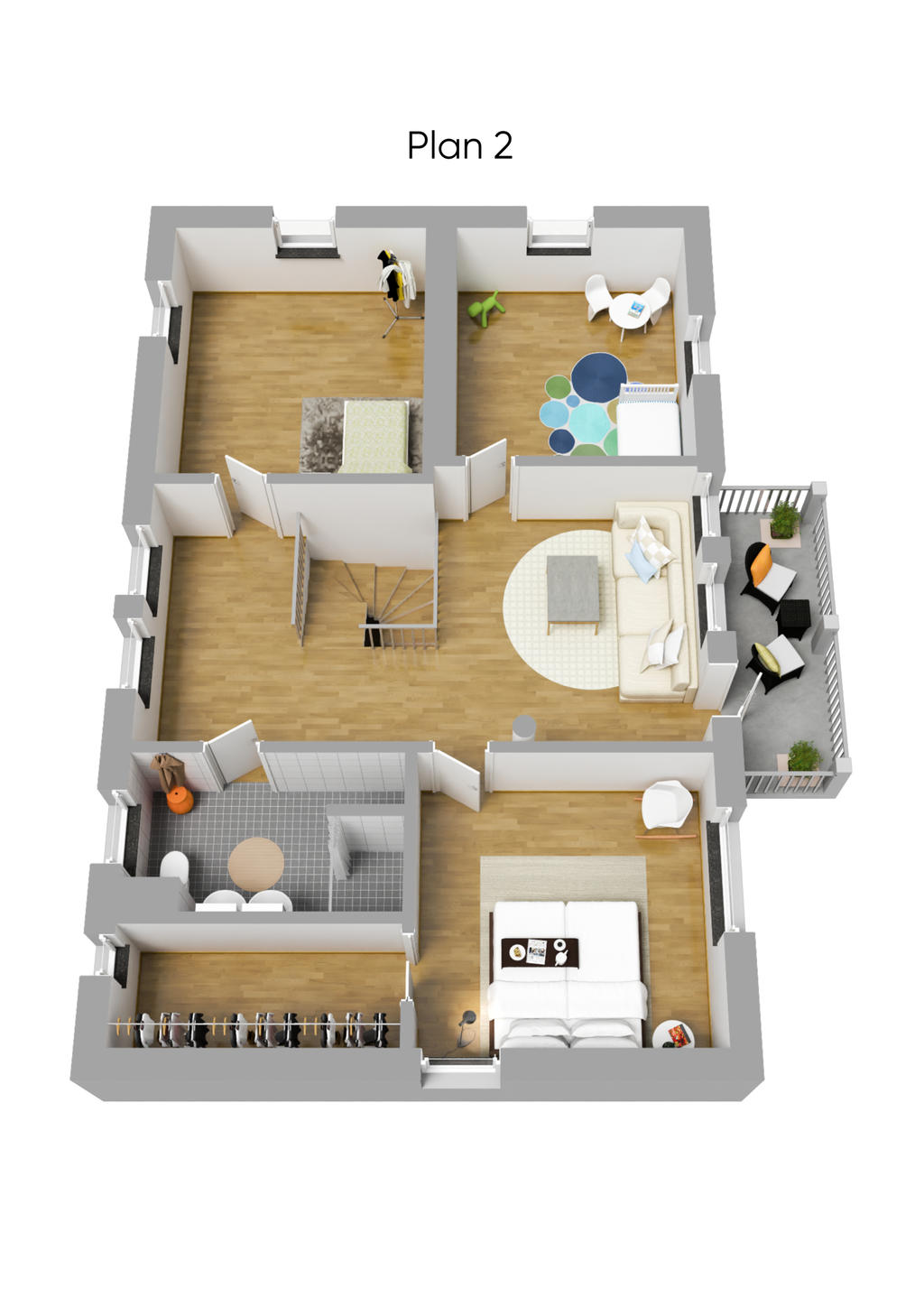 Planlösning övre plan 3D