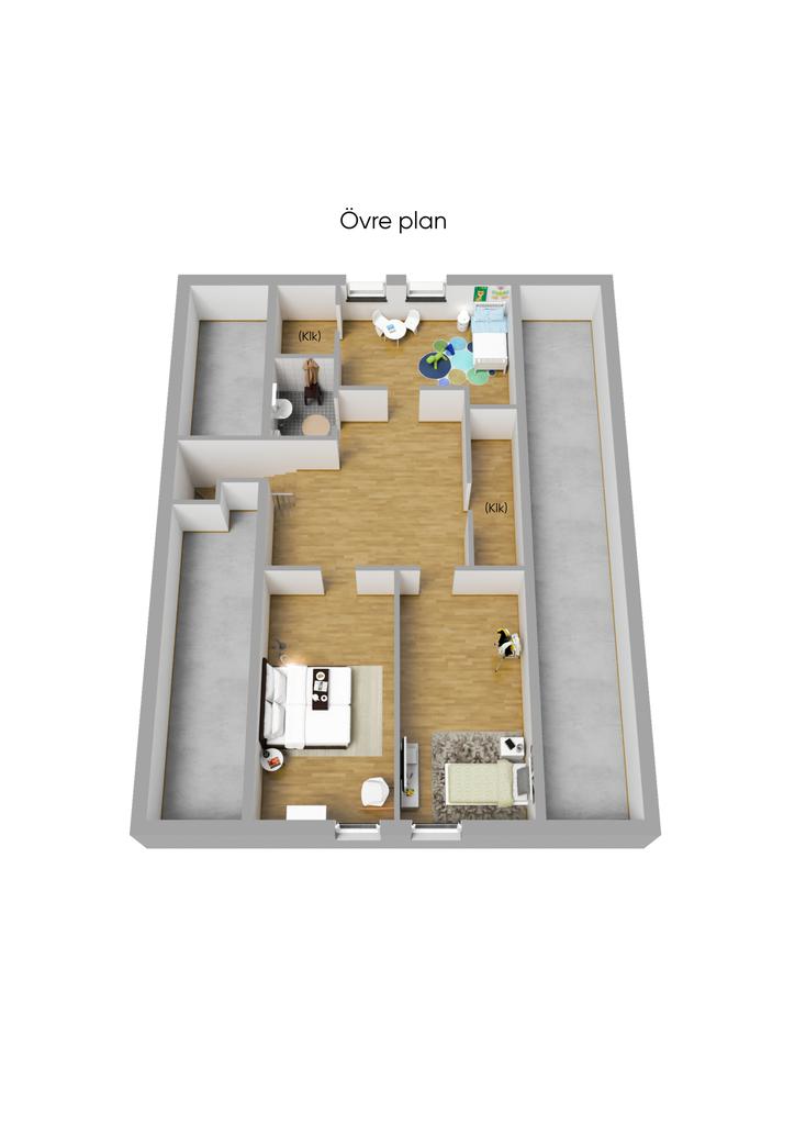 Planlösning övre plan 3D