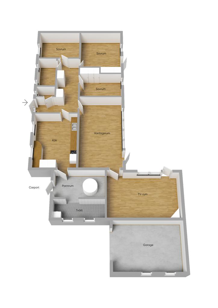 Planritning 3D omöblerad