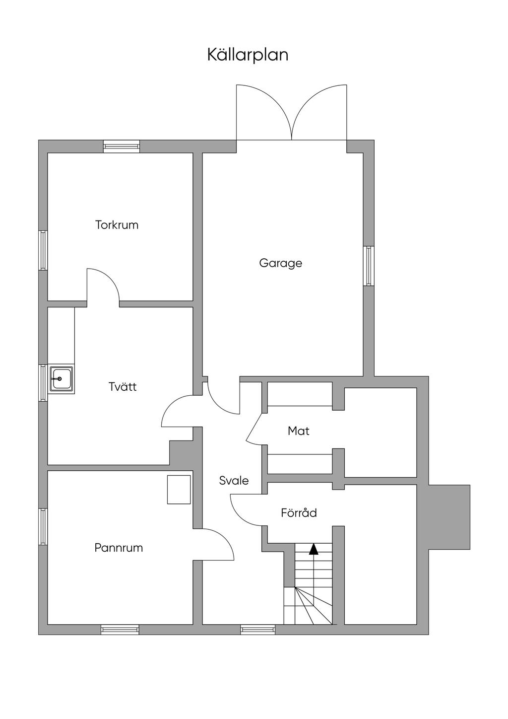 Planritning källarplan (ej skalenlig)
