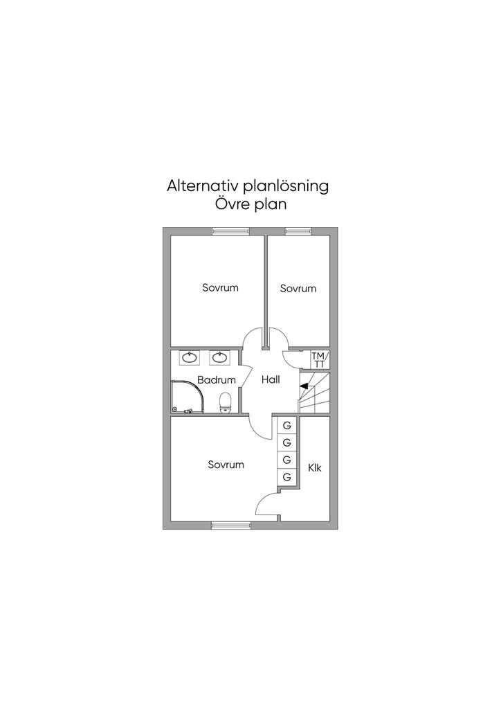 Alternativ planlösning övre plan
