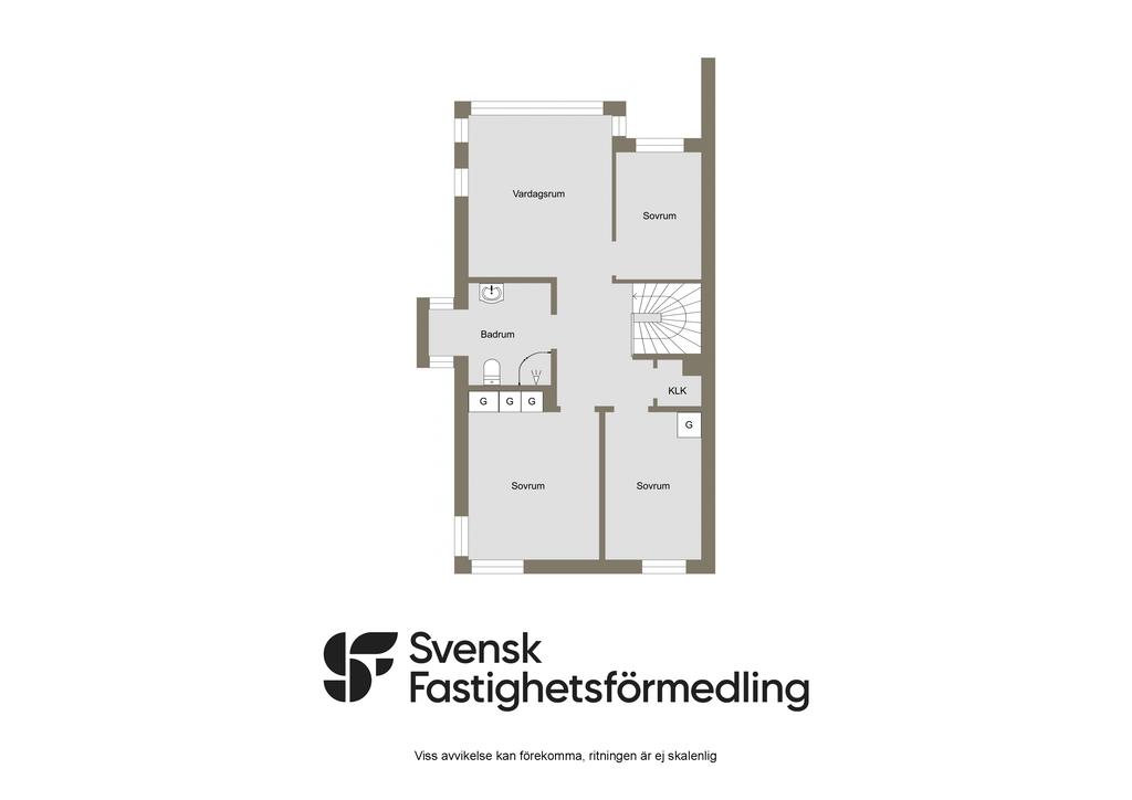 Alternativ planlösning övervåning med ytterligare sovrum