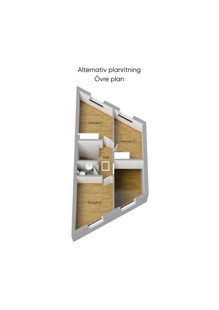 Alternativ planlösning, plan två med ett extra sovrum