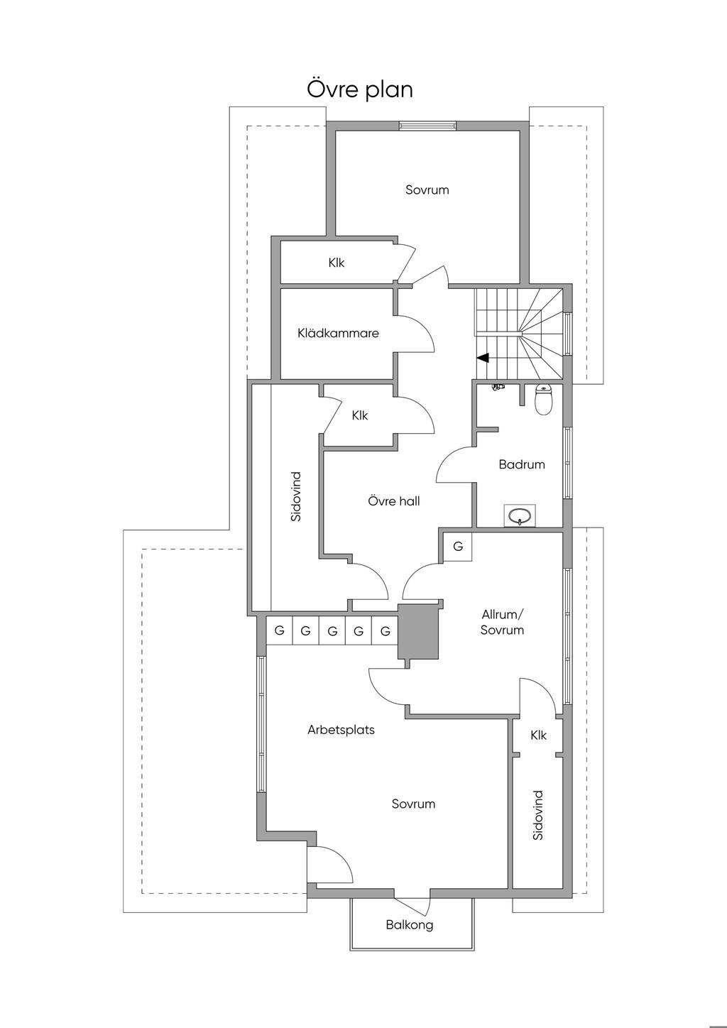 Planritning Övre plan