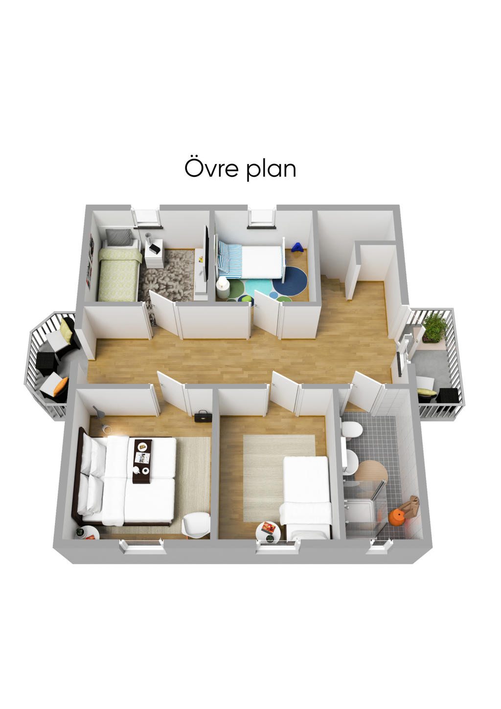 Planlösning övre plan 3D