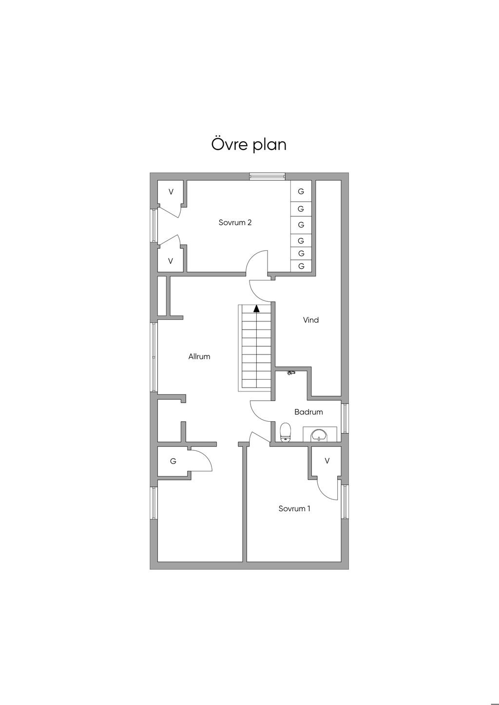Planlösning övre plan.
