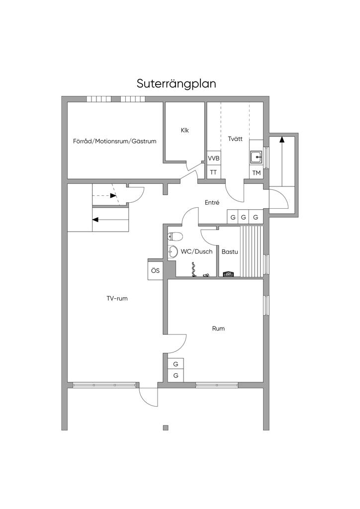 Planlösning nedre plan.