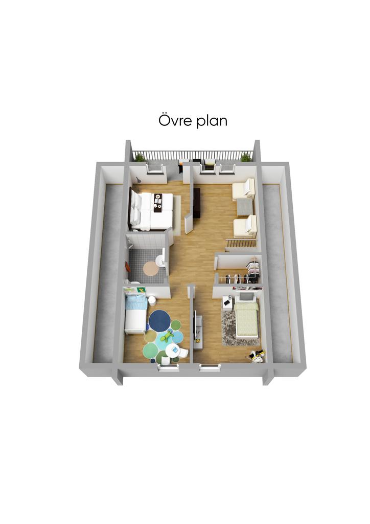 Planlösning övre plan 3D