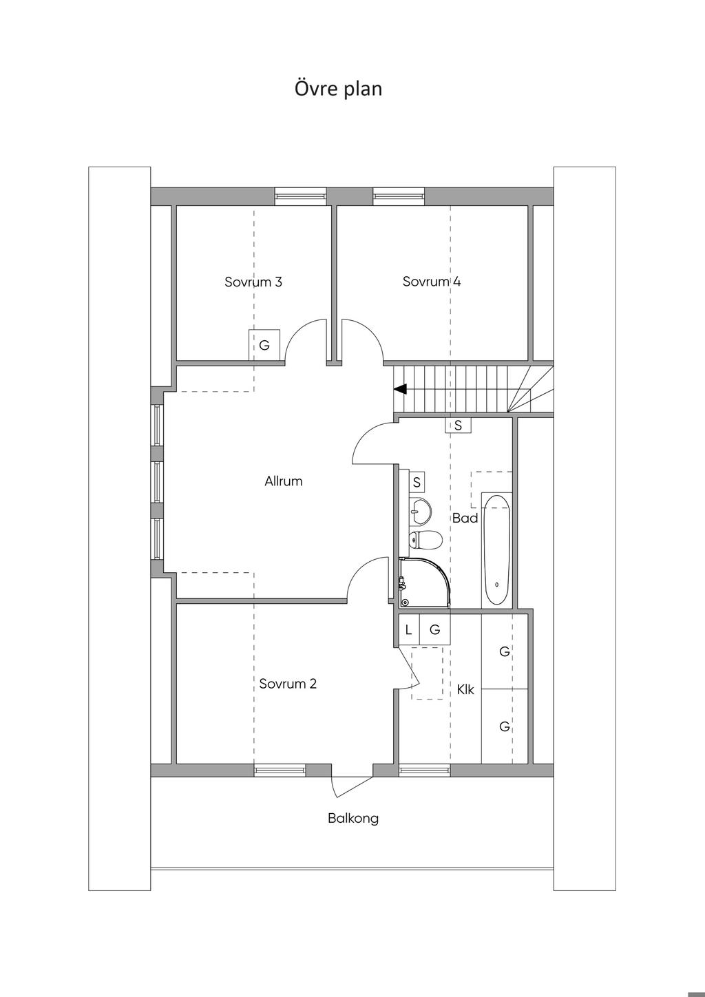 Planlösning övre plan.