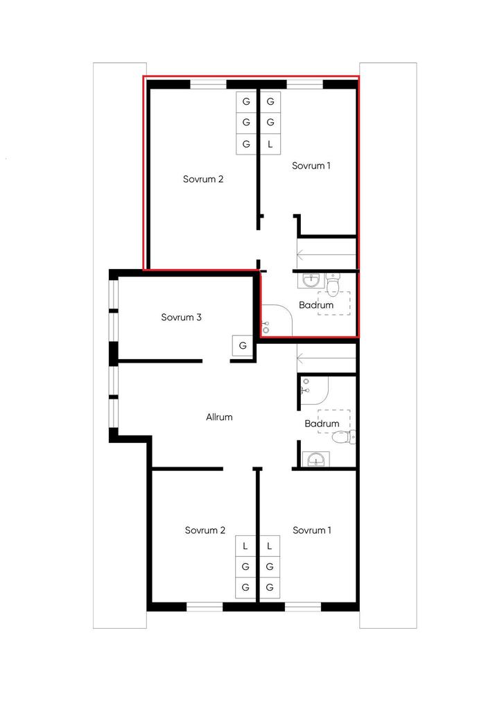 Övre plan
Röd markering = 3 rok