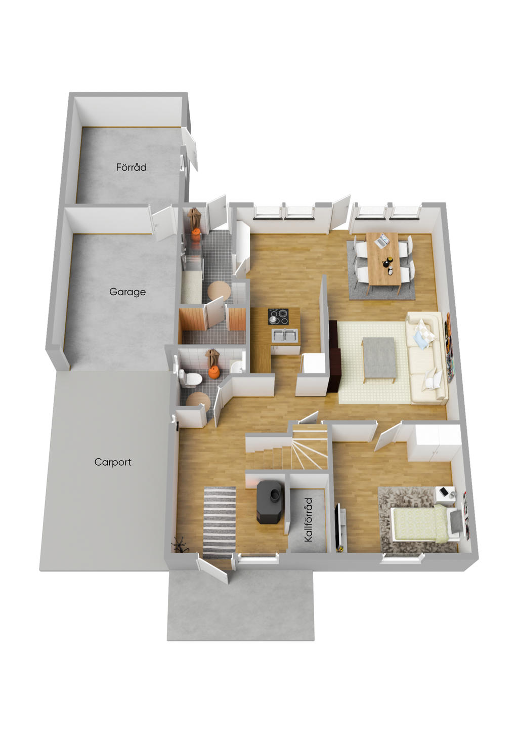 Planlösning entréplan 3D