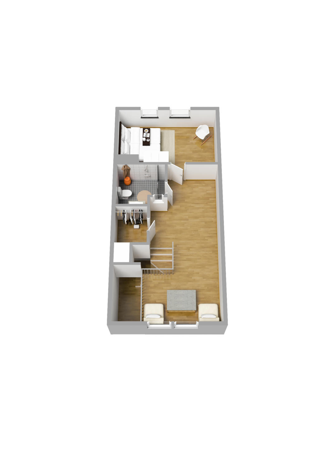 Planlösning övre plan 3D