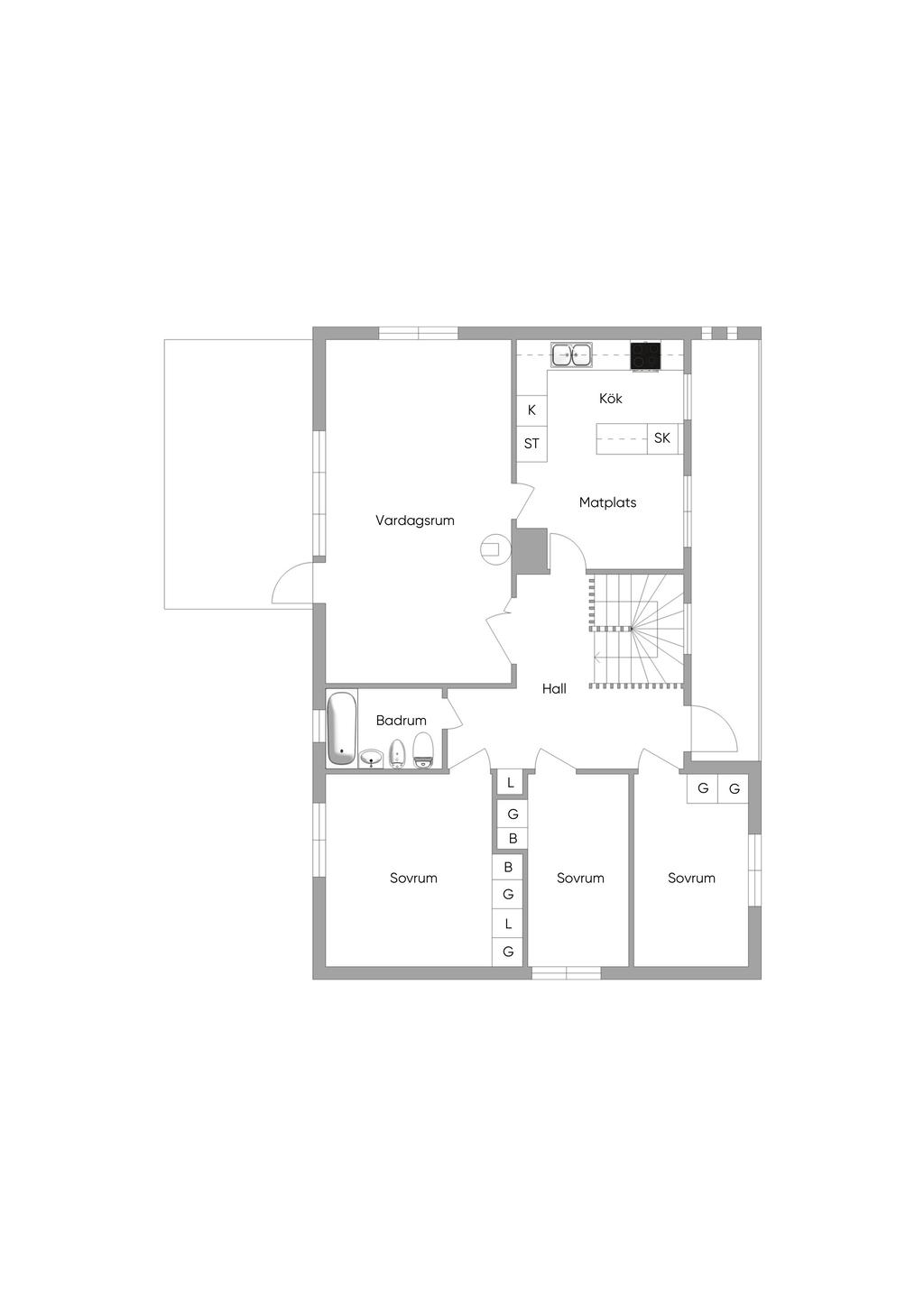 Alternativ planlösning ÖVREPLAN (Ursprungsplanlösning)