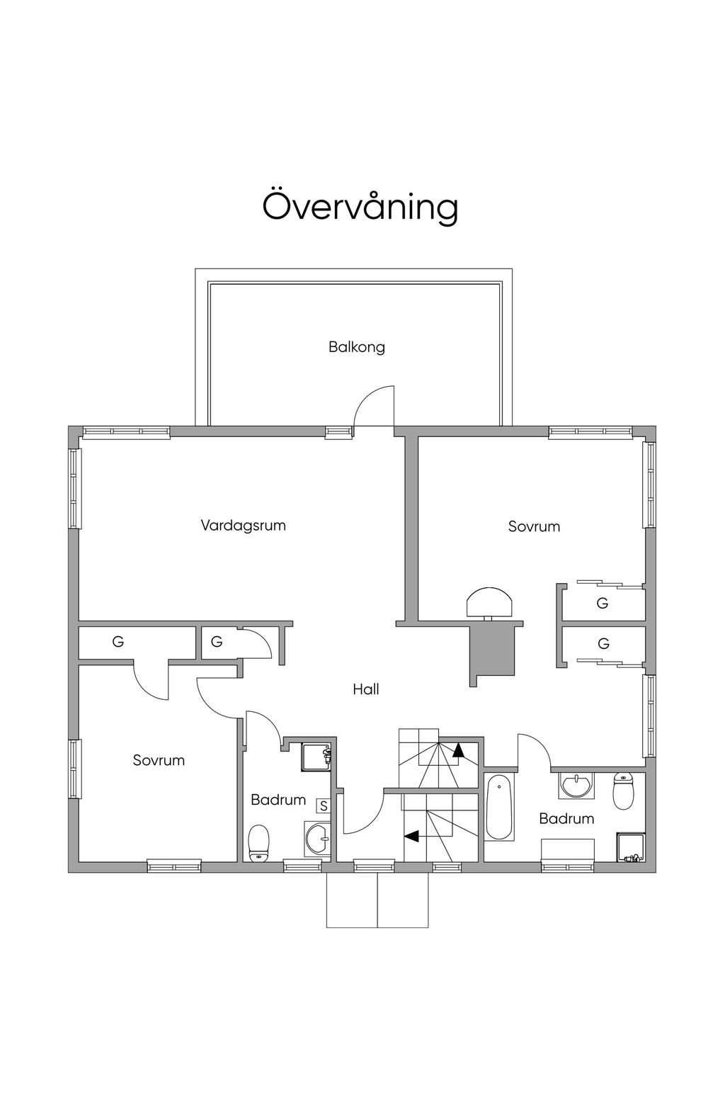 Planlösning övervåning