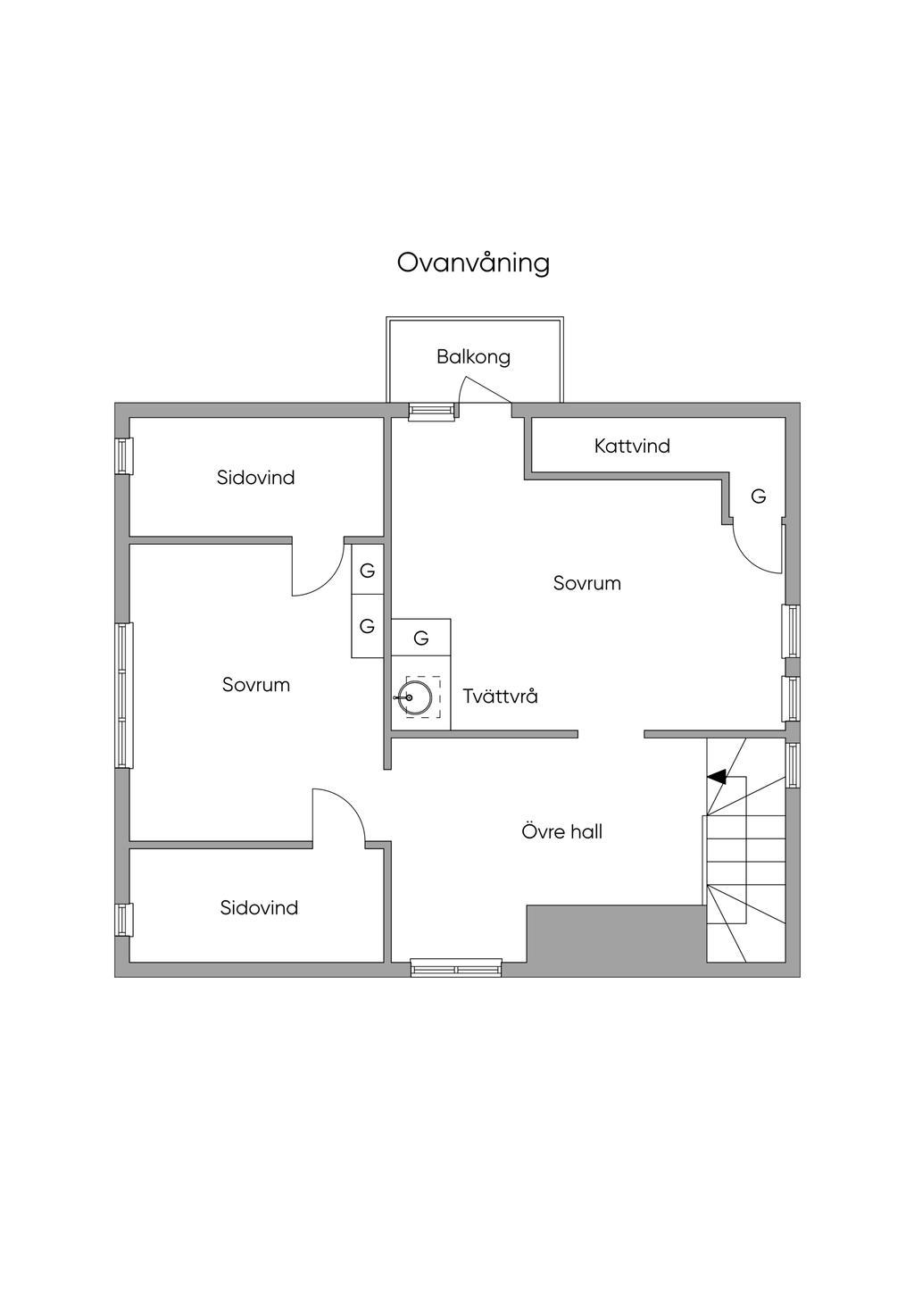 Planlösning Ovanvåning