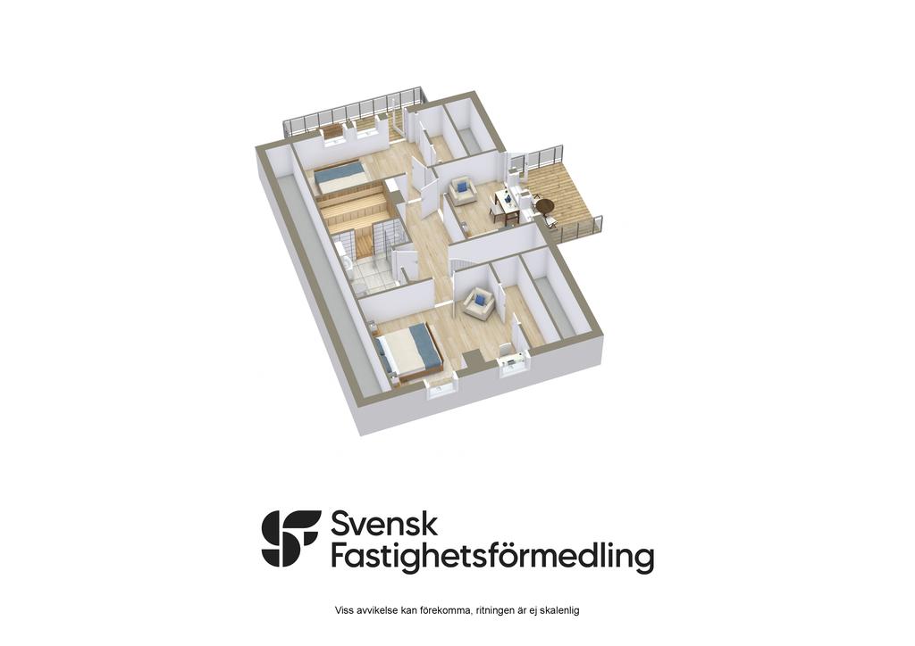 Planritning övervåning 3D