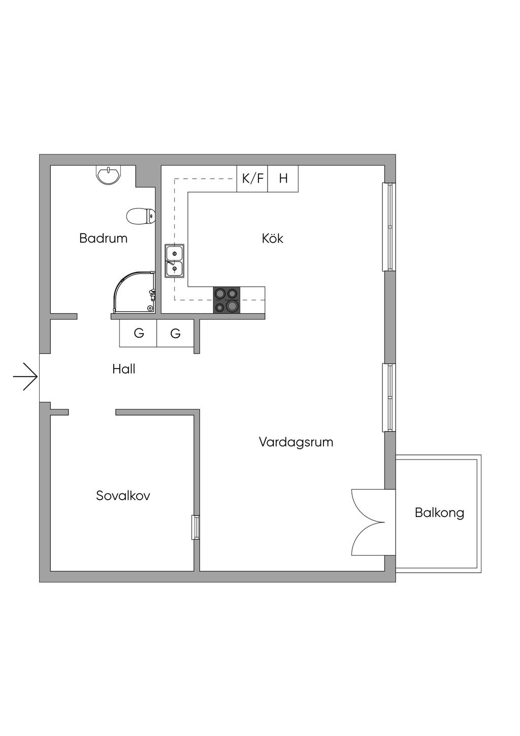OBS: Planritning är ej skalenlig