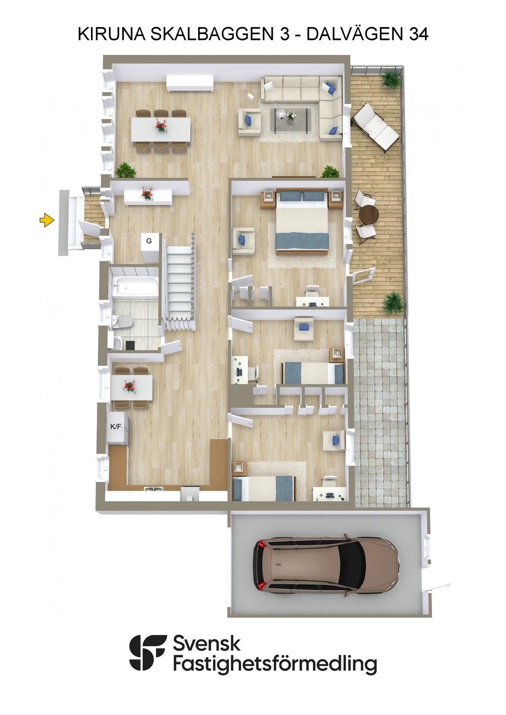 KIRUNA SKALBAGGEN 3 - DALVÄGEN 34 - 3D - ENTRÉPLAN