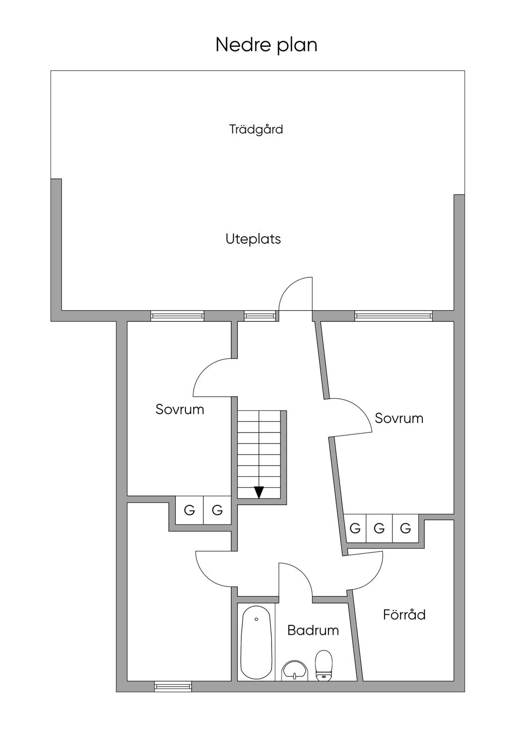 Planlösning Nedre plan