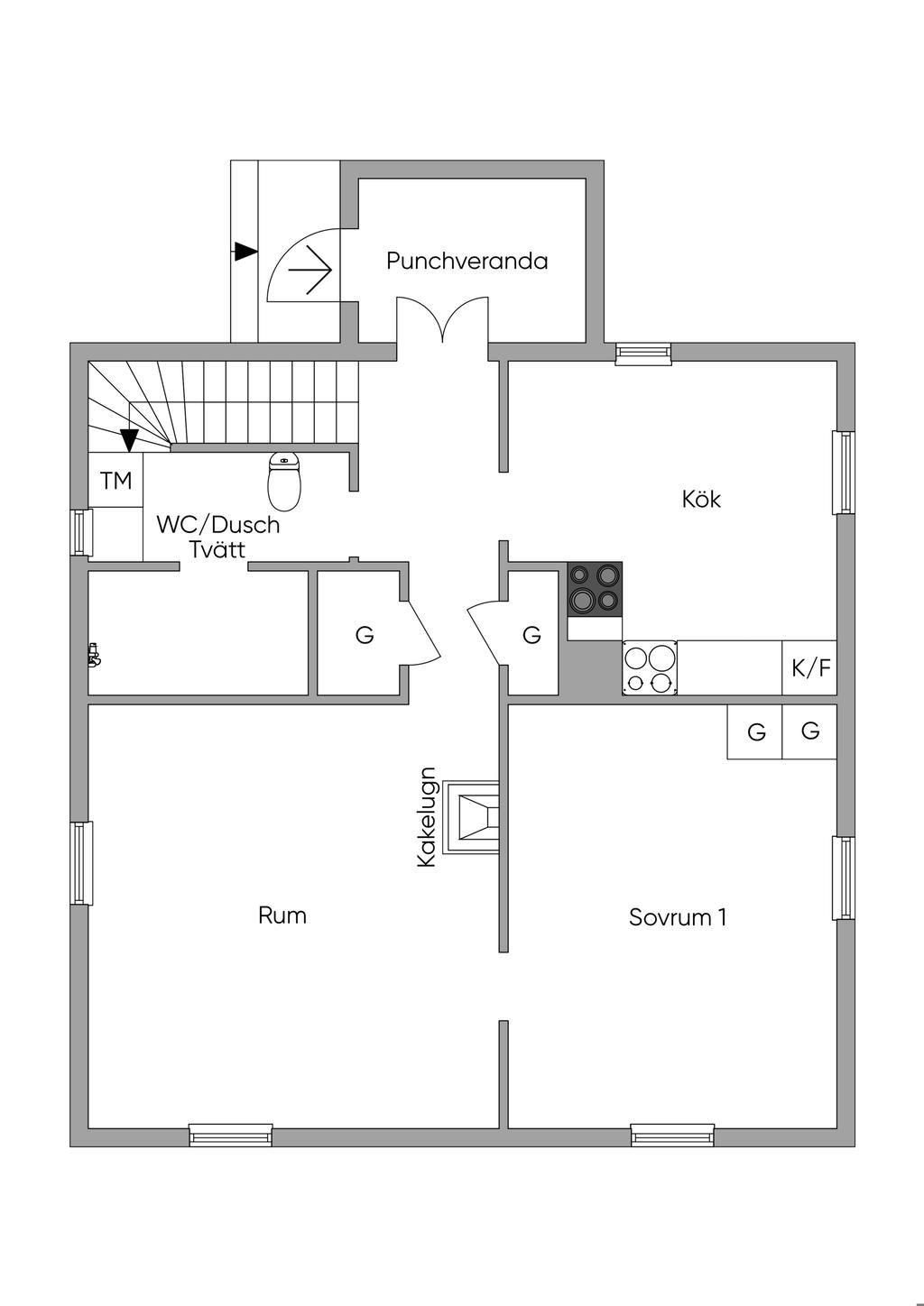 Planlösning, nedre plan
