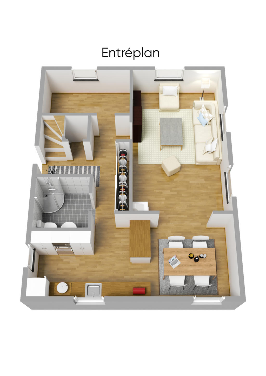 Planlösning entréplan 3D
