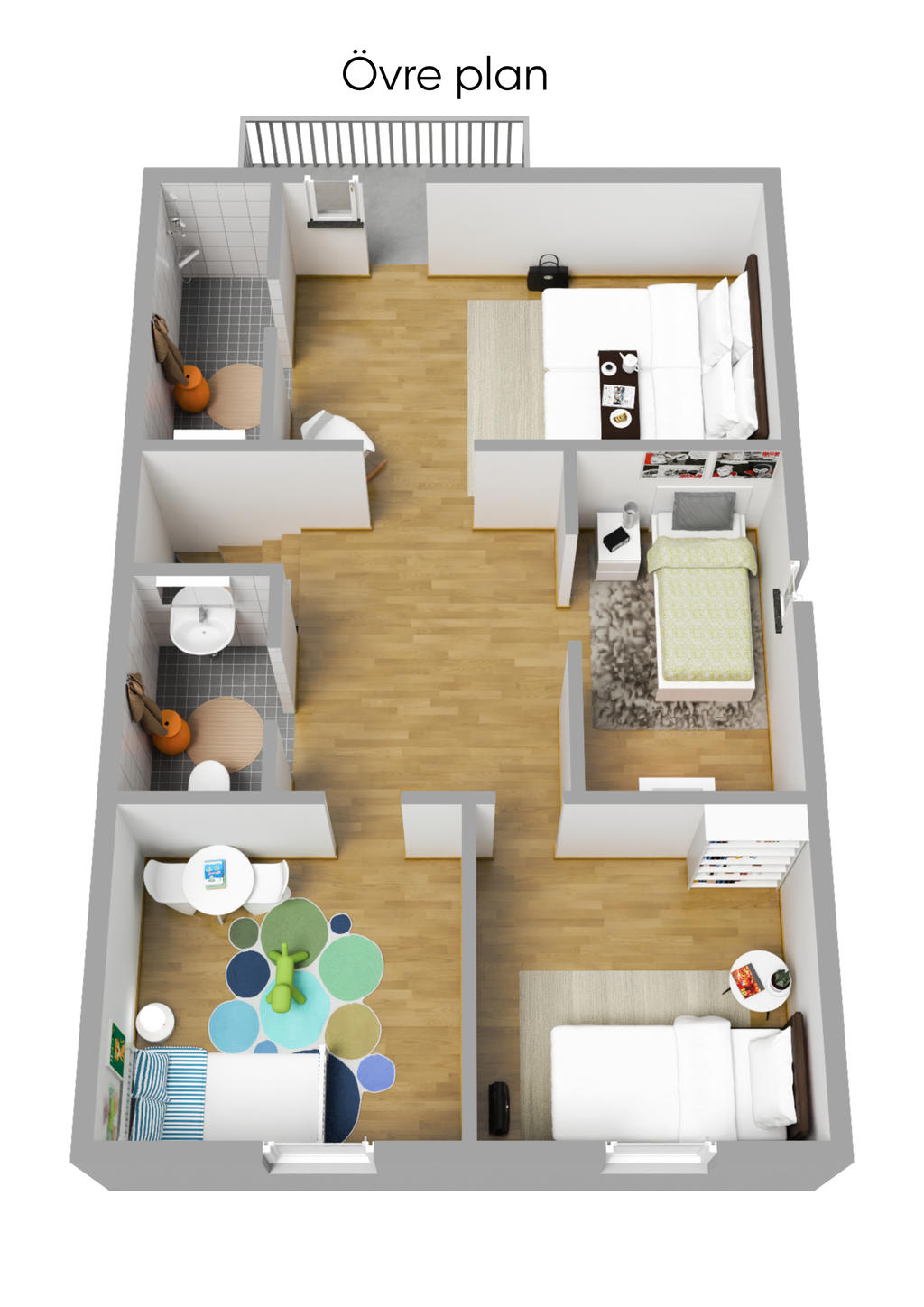Planlösning övre plan 3D