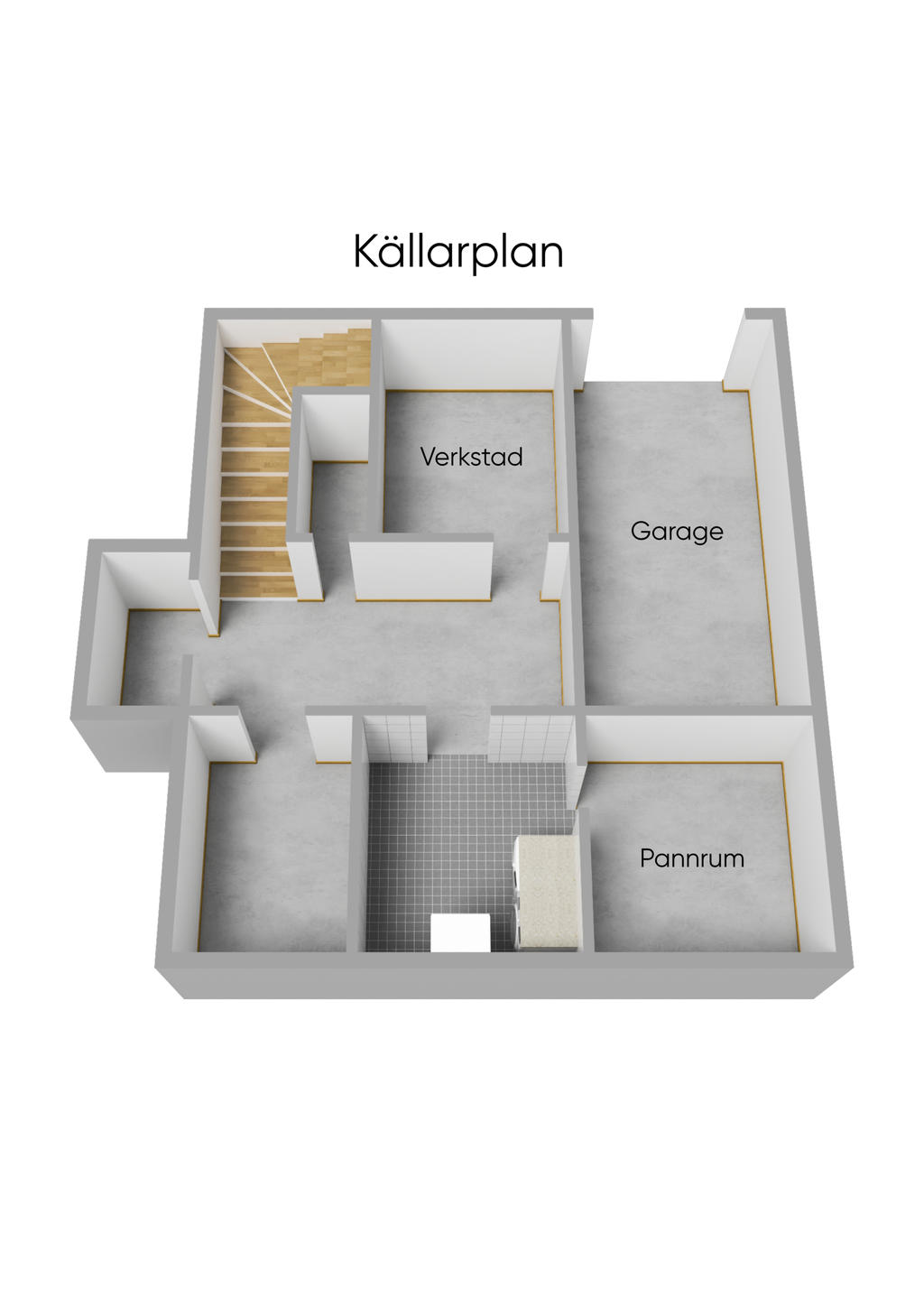 Planlösning källarplan 3D