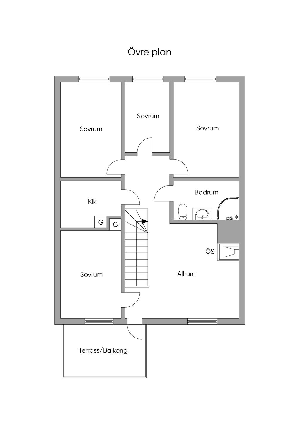Planlösning Övre plan