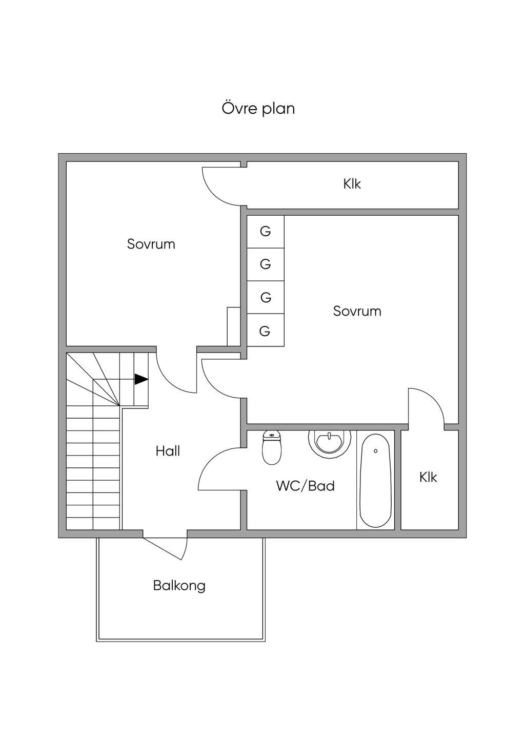 PLanritning övre plan
