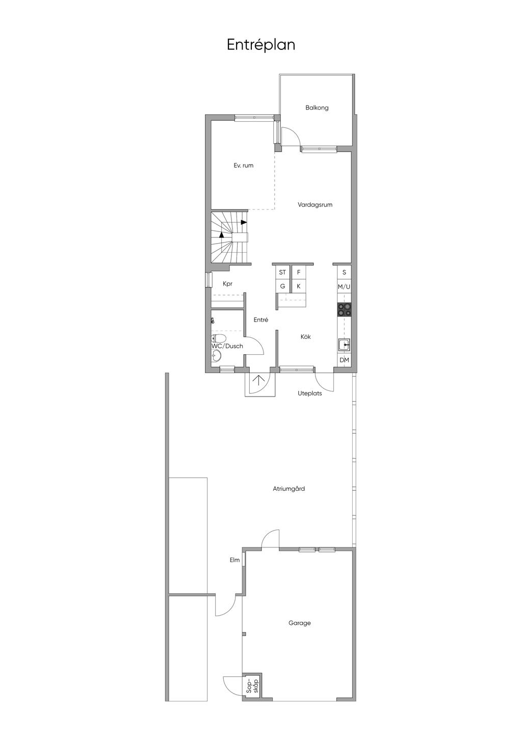 Entréplan med gård