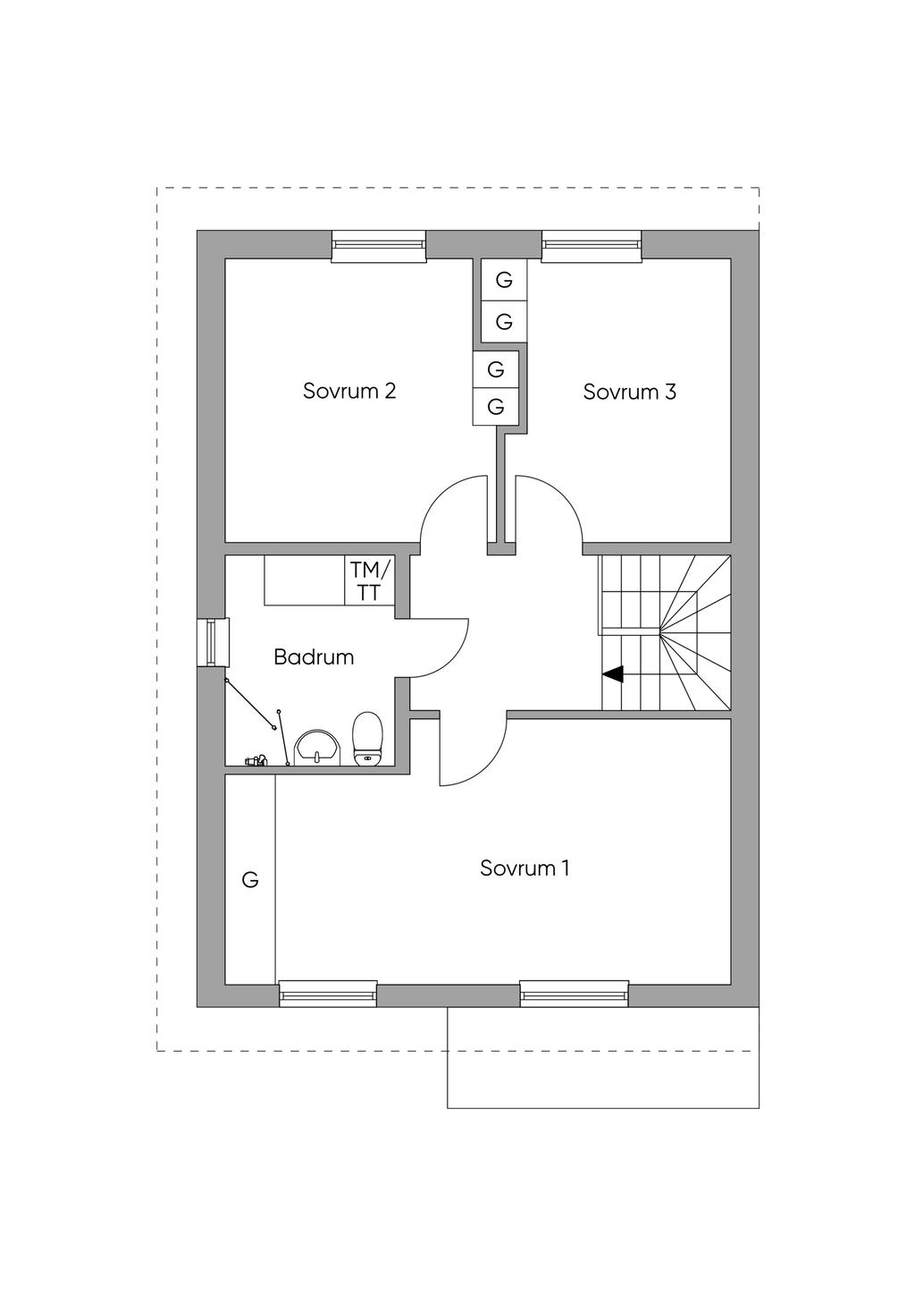 Planlösning övre plan