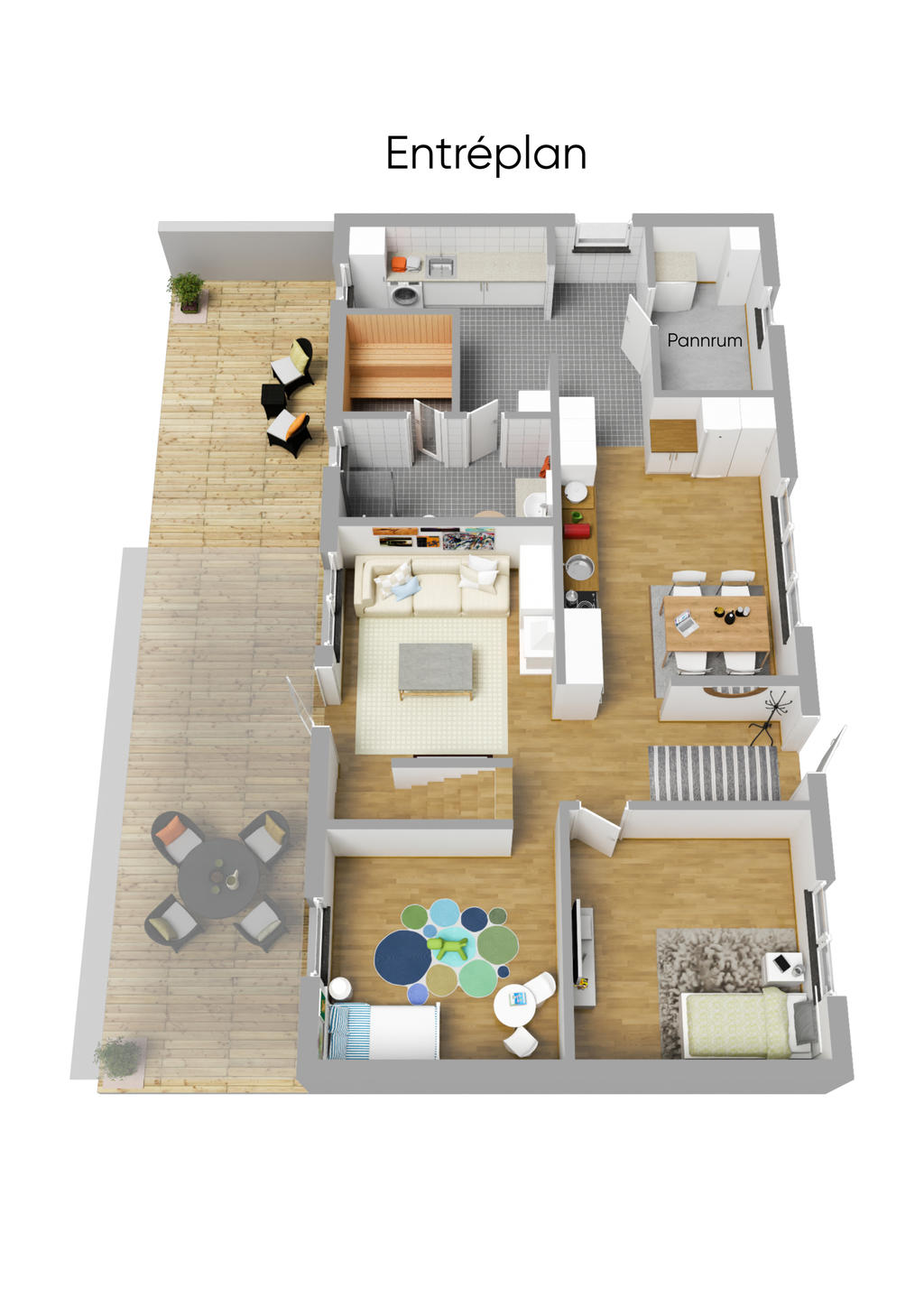 Planlösning bostadshus 3D