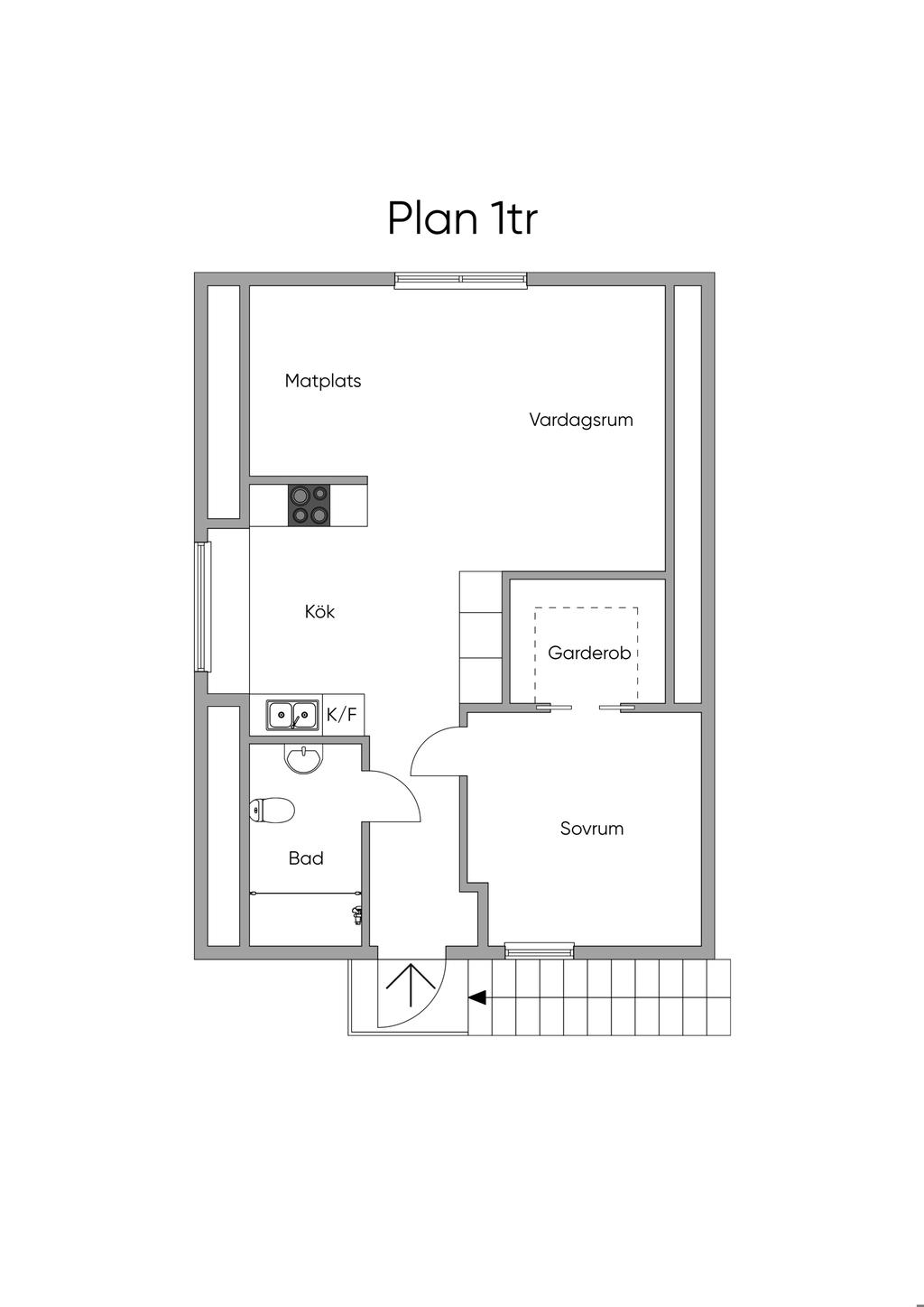 Planlösning lägenhet över garage