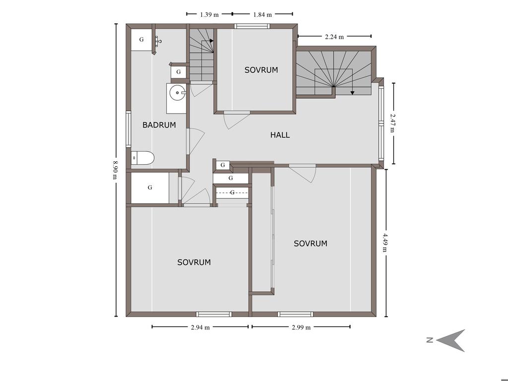 Planlösning övre plan