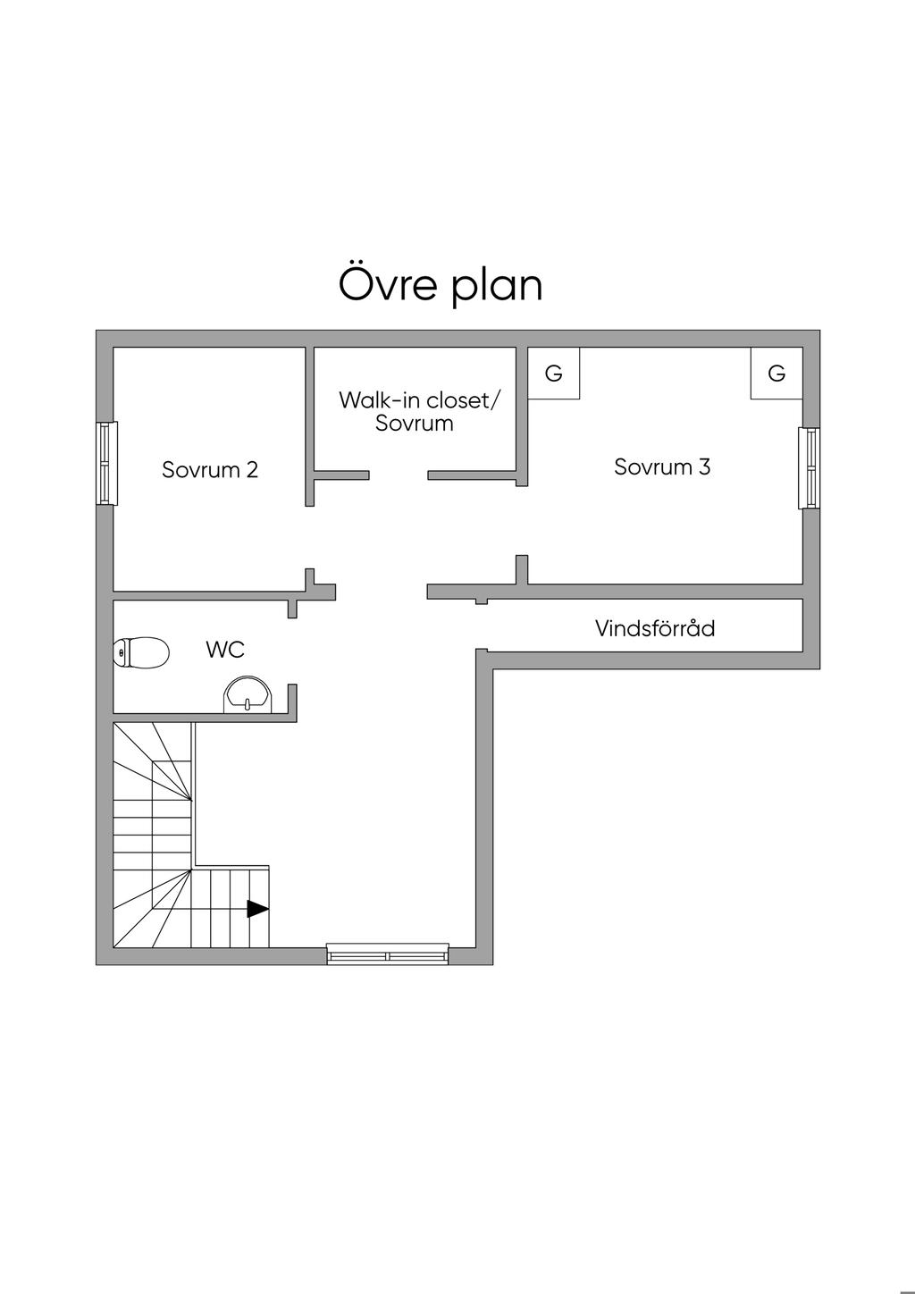 Planlösning övre plan