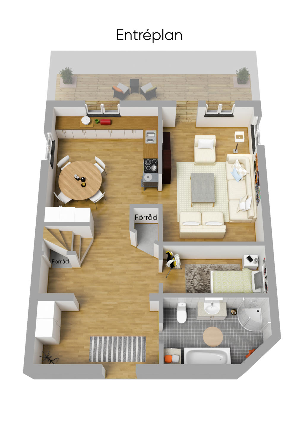 Planlösning entréplan 3D