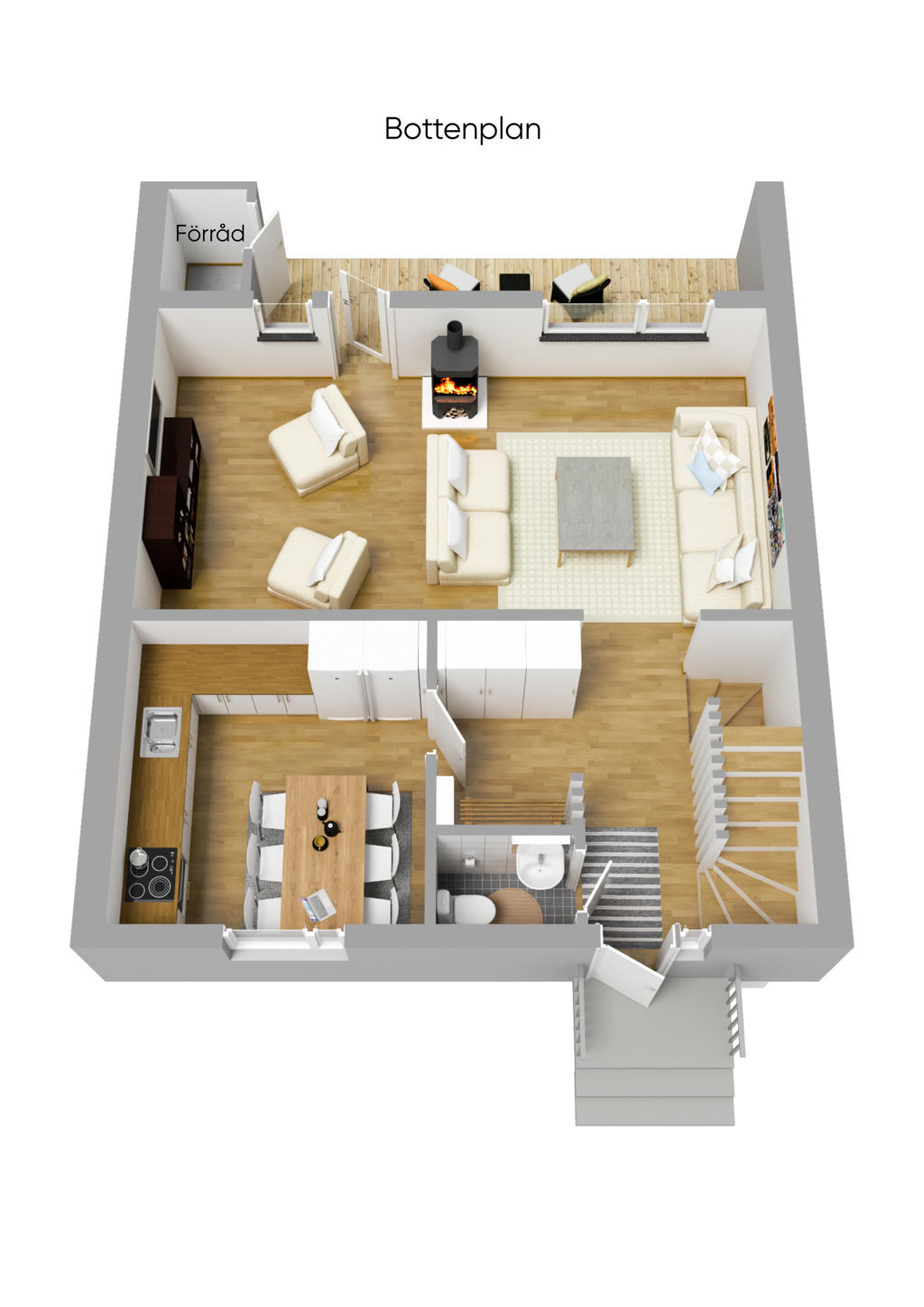 Planlösning entréplan 3D