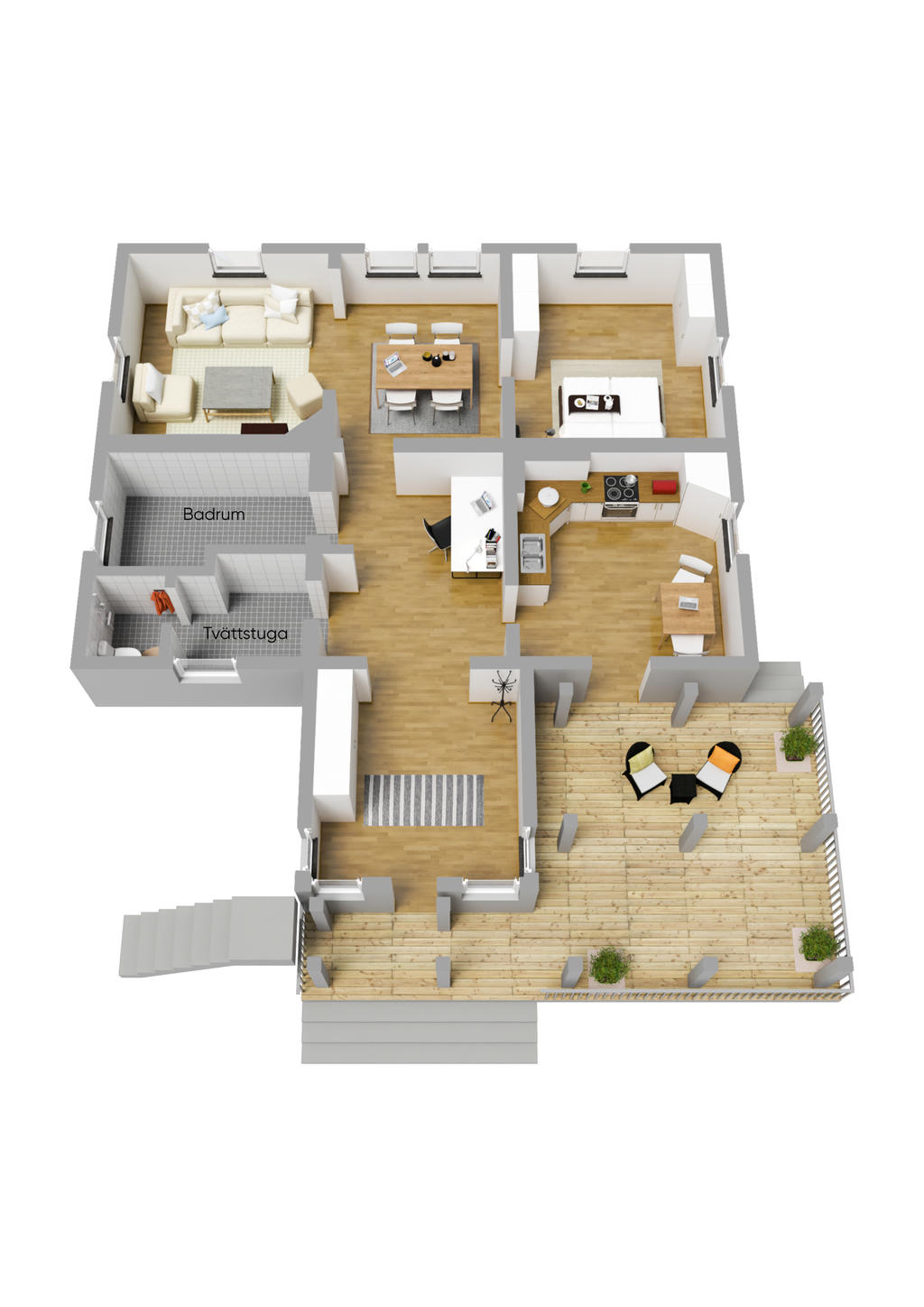 Planlösning övre plan 3D
