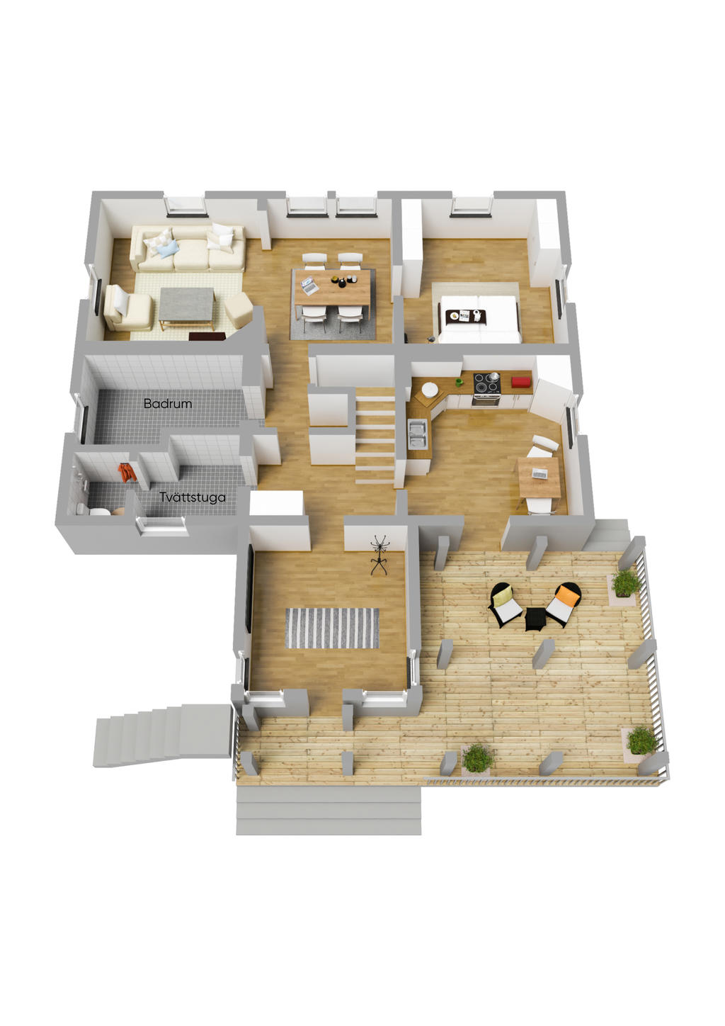 Planritning entréplan 3D